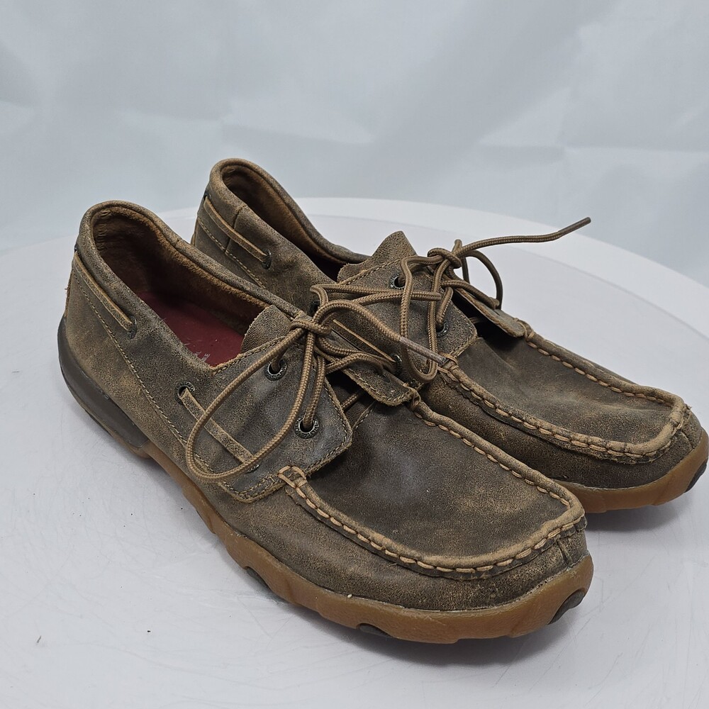 Twisted X Men 9 Brown Distressed Leader Boat Driving Shoes WDM003 Moccasins